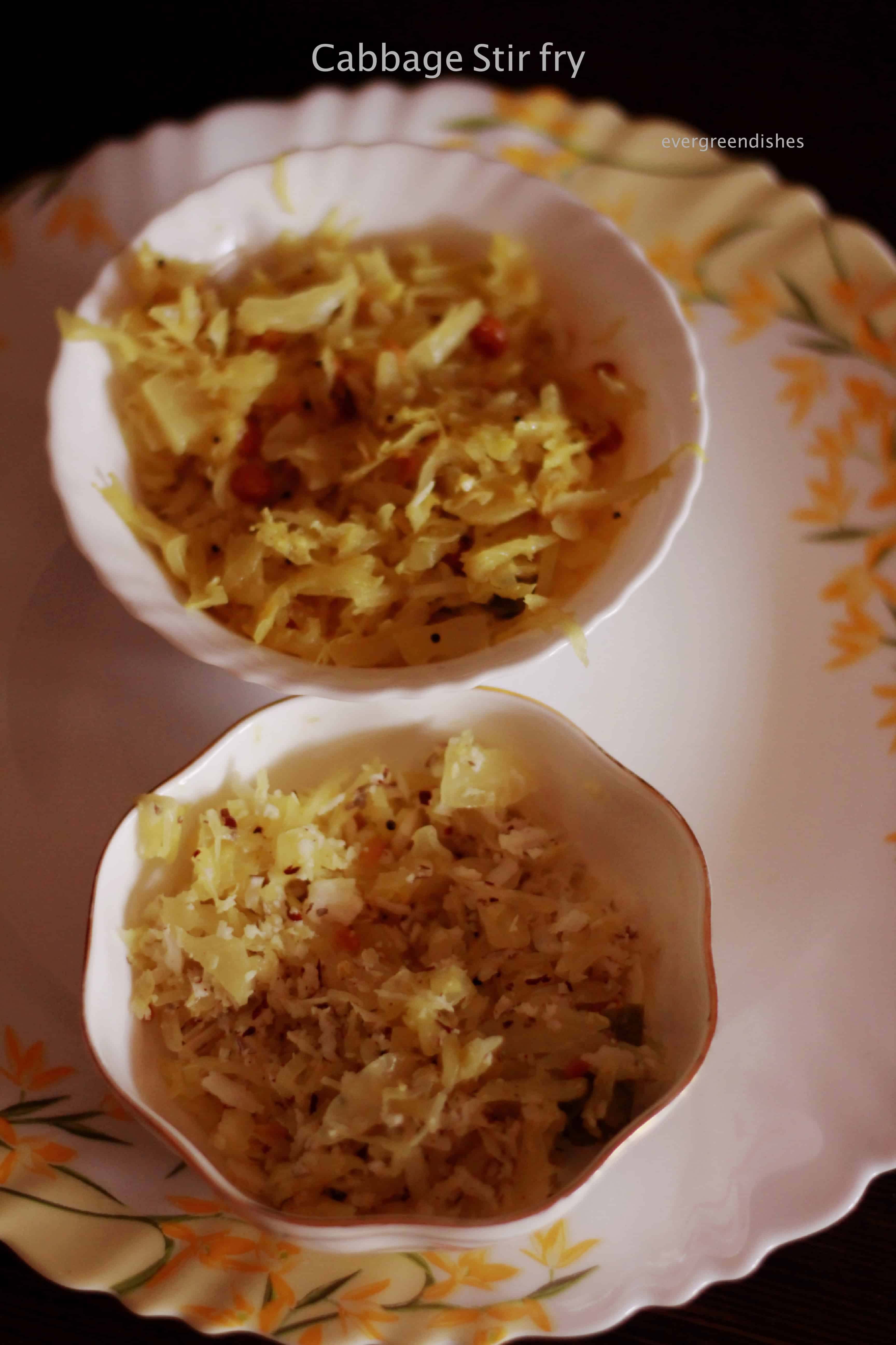 cabbage stir fry | thoran | palya