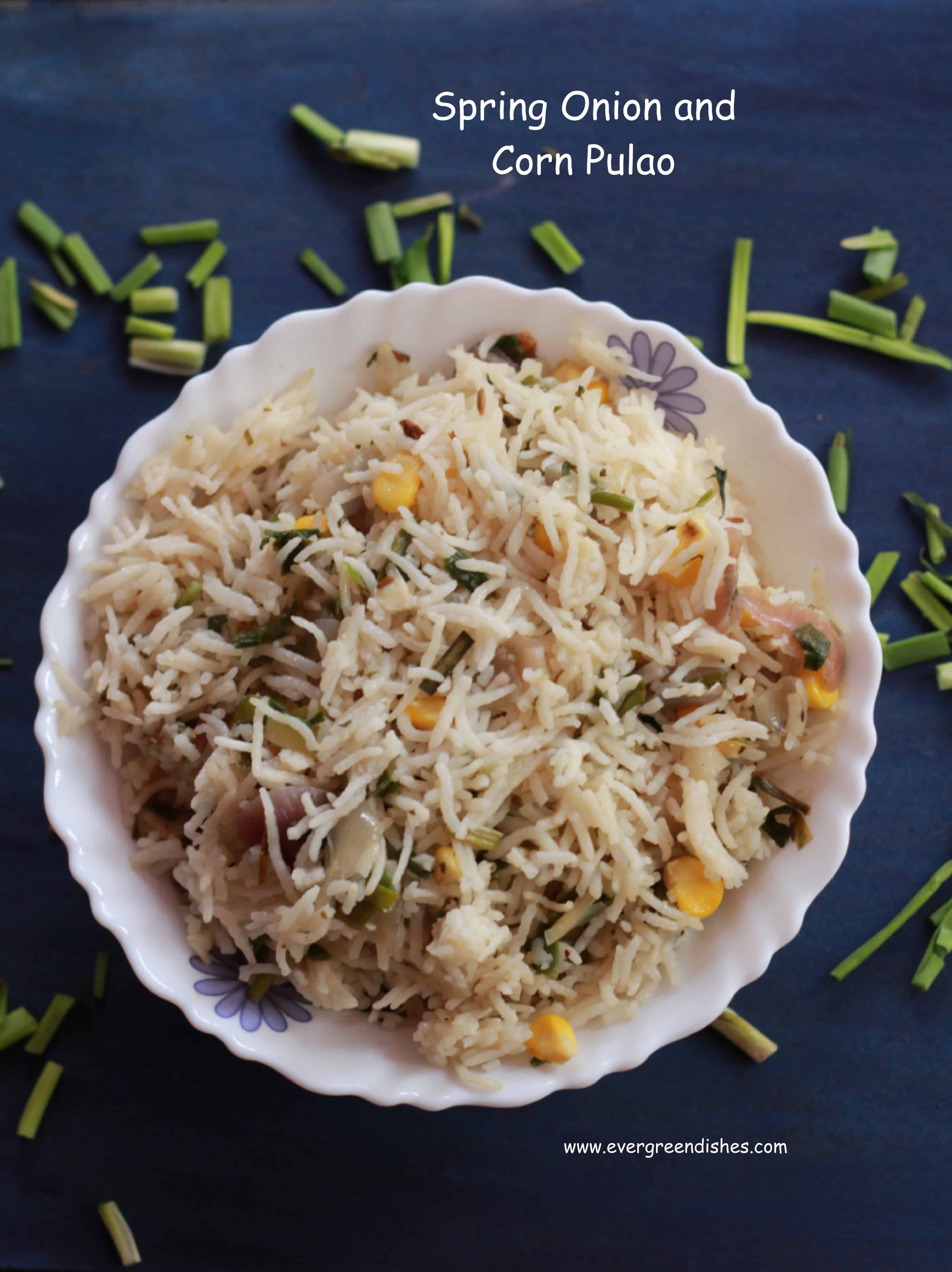 spring onion and corn pulao