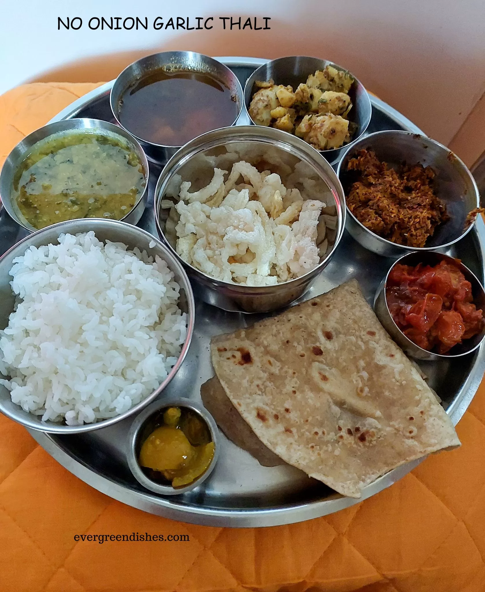 No Onion Garlic Thali